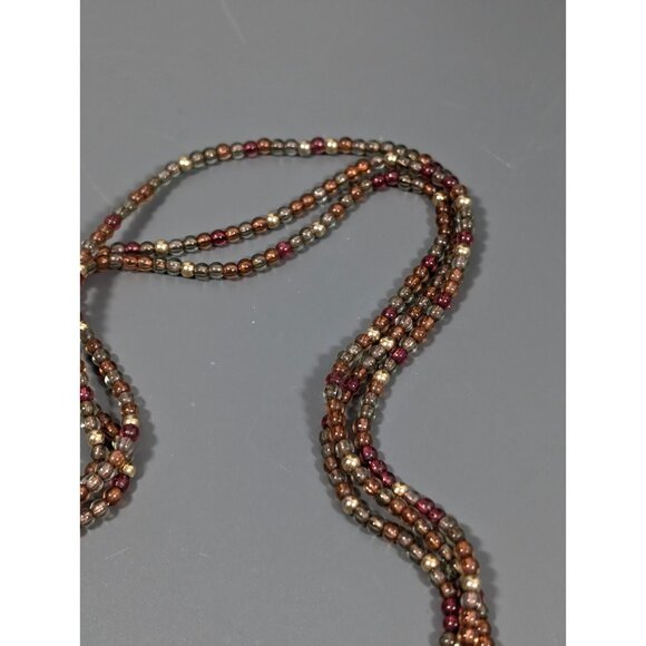 Monet MOP Shell Square Inlay Pendant Red Bead Toggle Necklace Boho 16 in - Picture 4 of 9